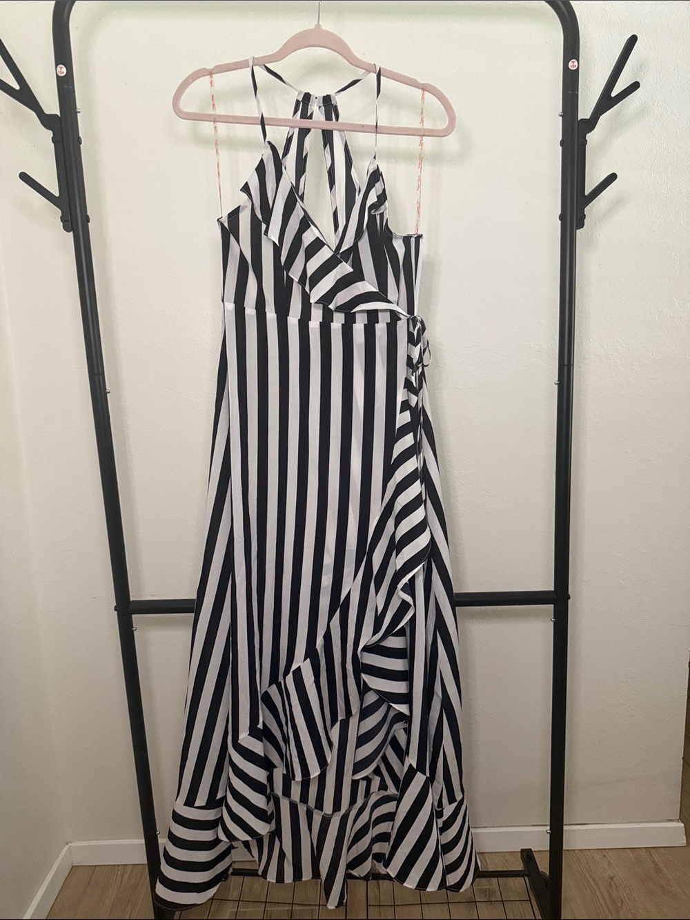 Flying Tomato Black and White Striped High-Low Dress